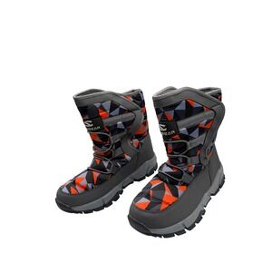 Hobibear Mens AW3771 Grey Orange Geometric Faux Fur Lined Snow Boots Size 41